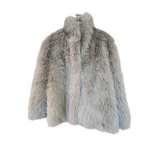 7 For All Mankind Gray Faux Fur Chubby Jacket Womens Size S